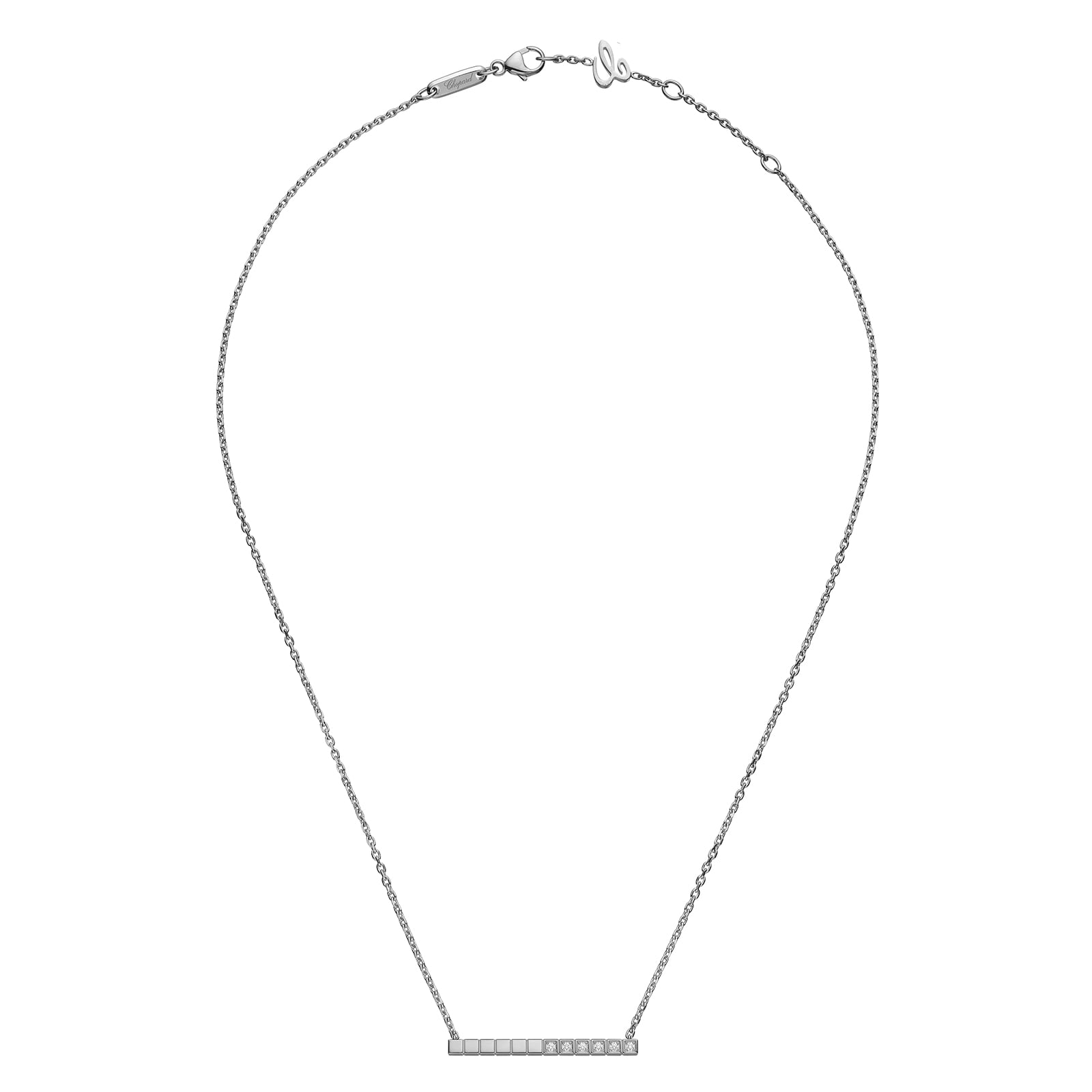 Chopard Ice Cube Pure Necklace, Ethical White Gold, Half-Set Diamonds