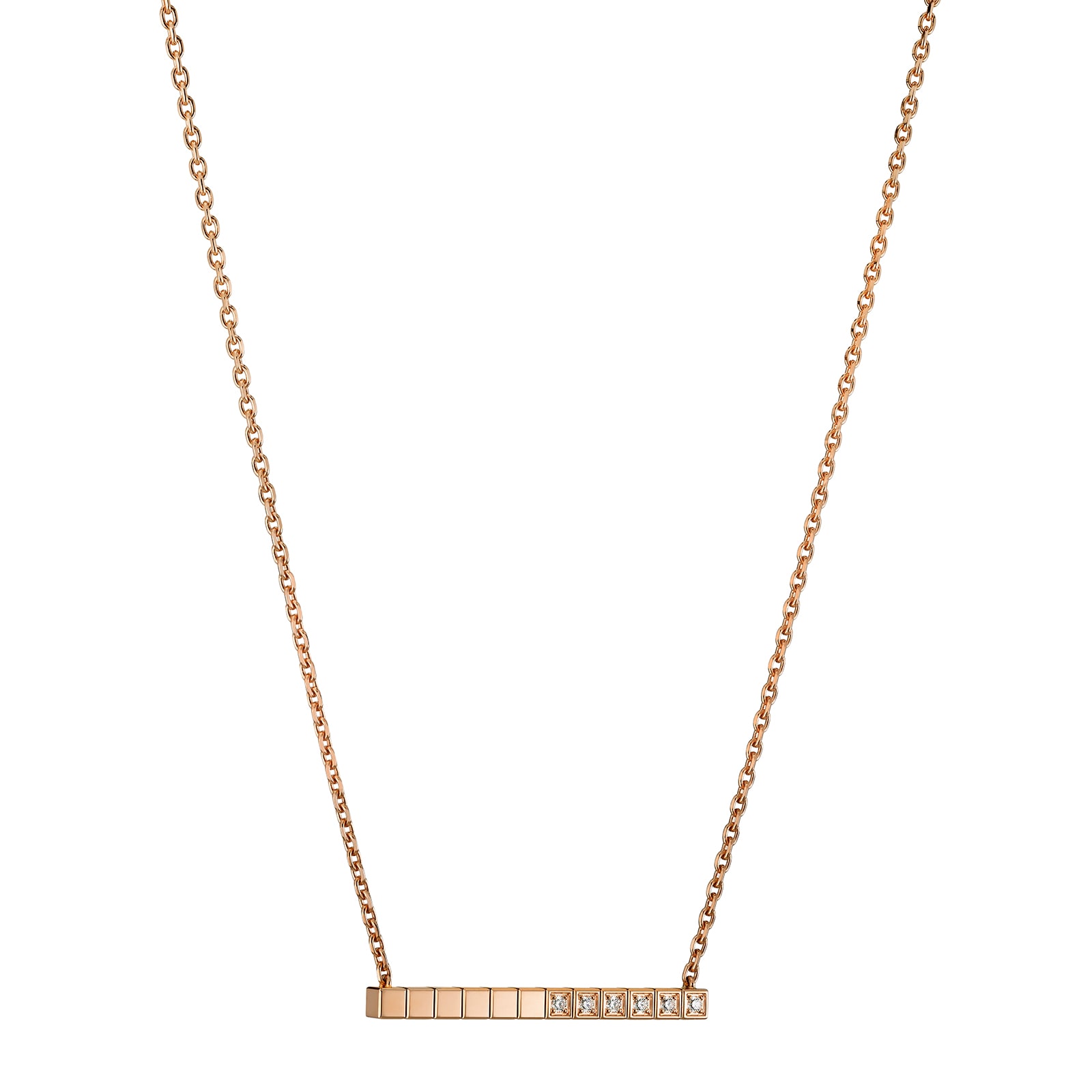 Chopard Ice Cube Pure Necklace, Ethical Rose Gold, Half-Set Diamonds Chopard Ice Cube Pure Necklace, Ethical Rose Gold, Half-Set Diamonds