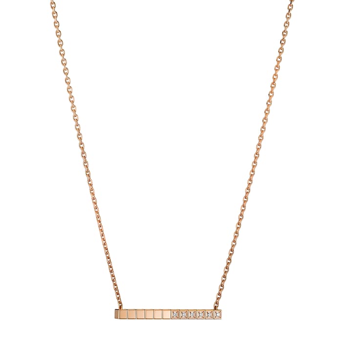 Chopard Ice Cube Pure Necklace, Ethical Rose Gold, Half-Set Diamonds