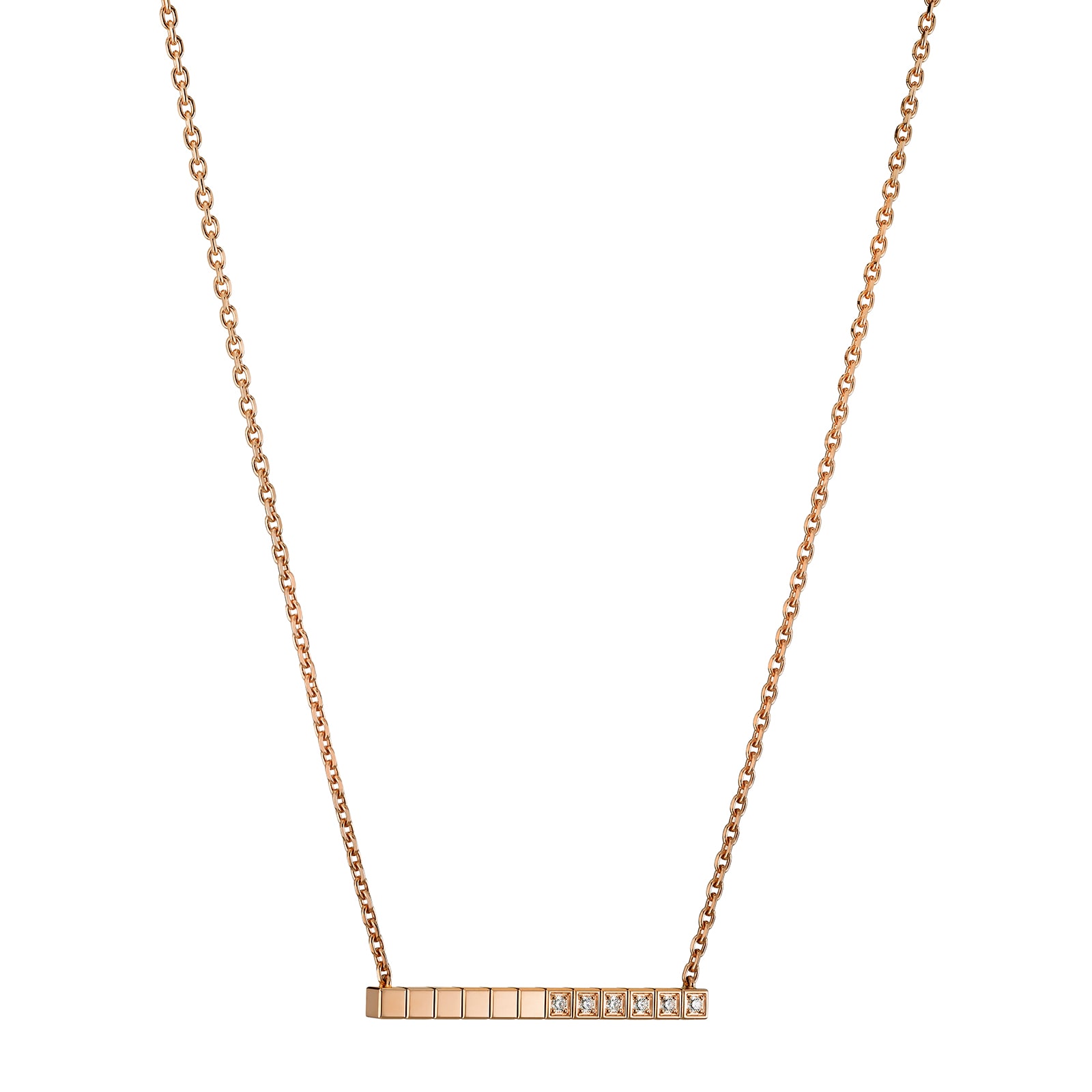 Chopard Ice Cube Pure Necklace, Ethical Rose Gold, Half-Set Diamonds