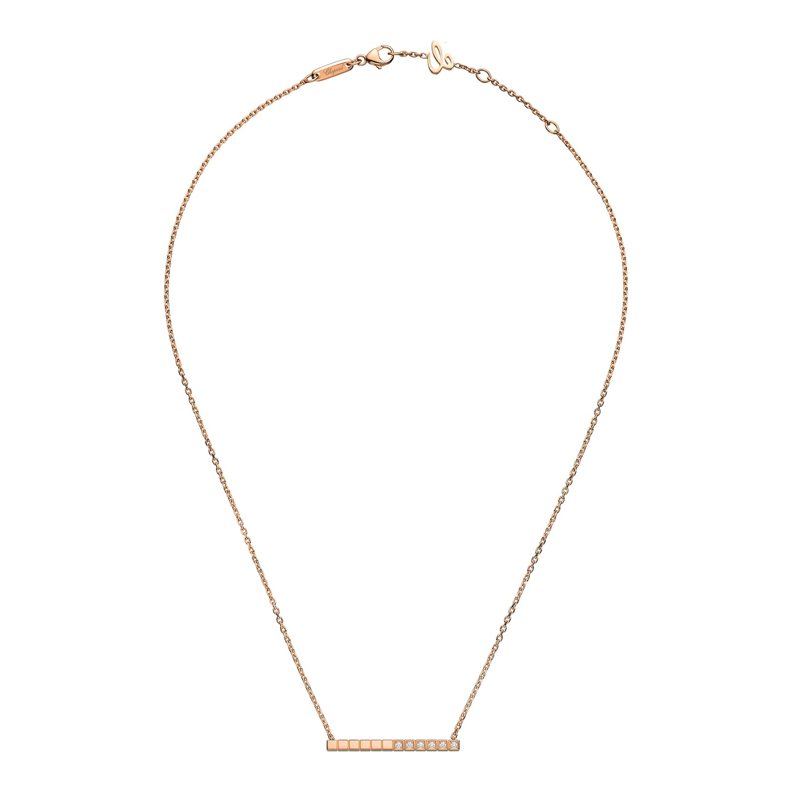 Chopard Ice Cube Pure Necklace, Ethical Rose Gold, Half-Set Diamonds Chopard Ice Cube Pure Necklace, Ethical Rose Gold, Half-Set Diamonds