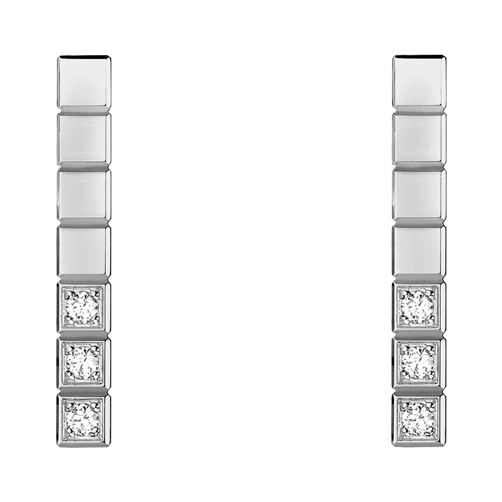 Ice Cube Pure Earrings, Ethical White Gold, Half-Set Diamonds