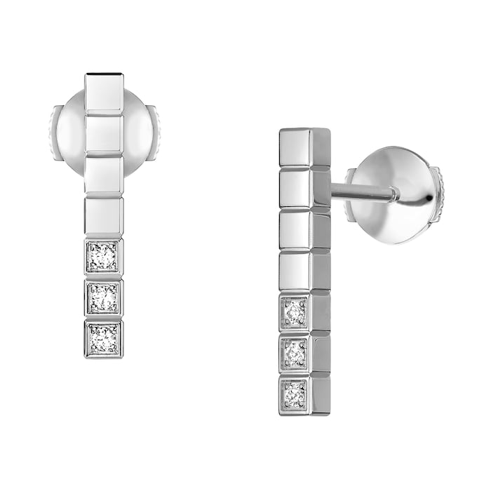 Chopard Ice Cube Pure Earrings, Ethical White Gold, Half-Set Diamonds