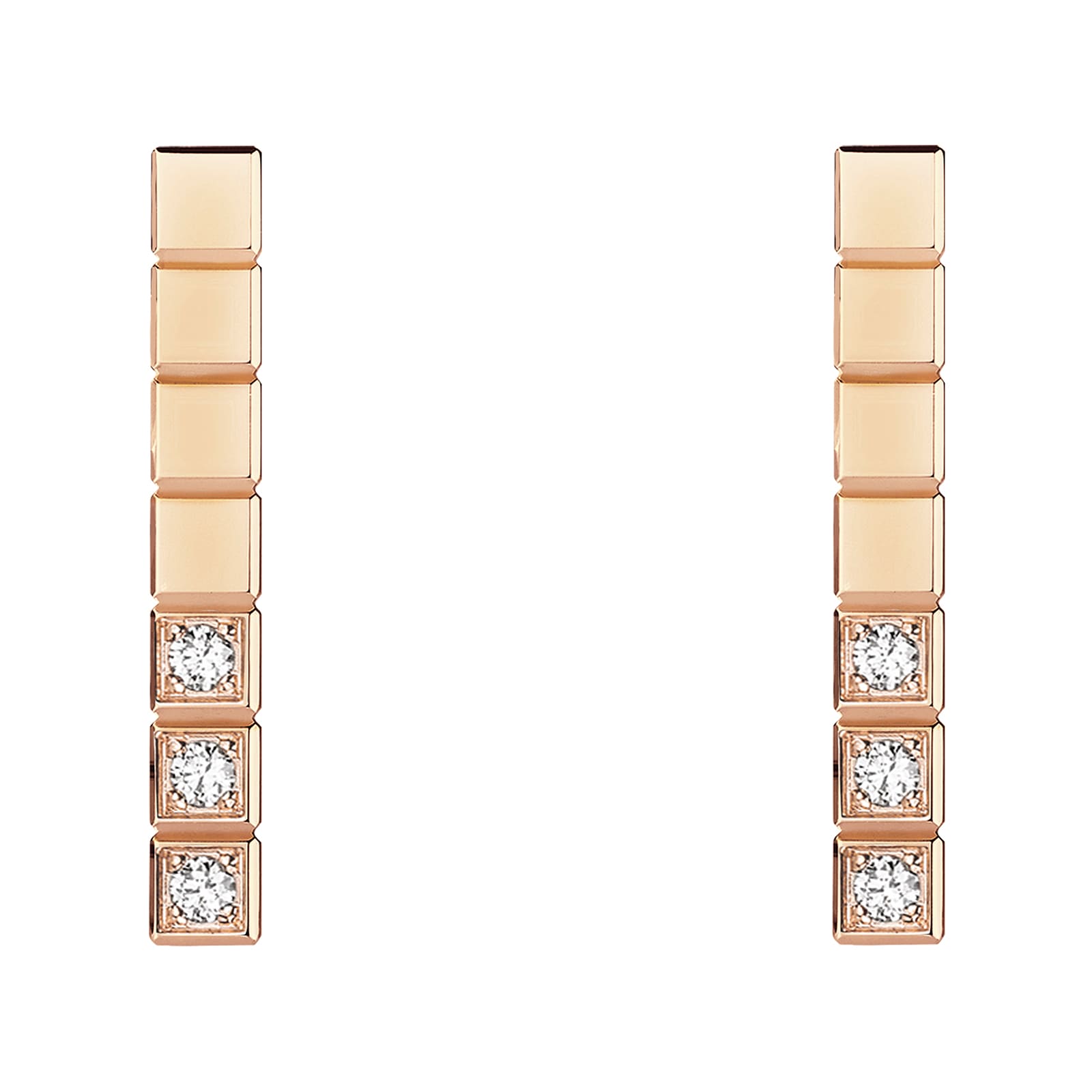 Ice Cube Pure Earrings, Ethical Rose Gold, Half-Set Diamonds