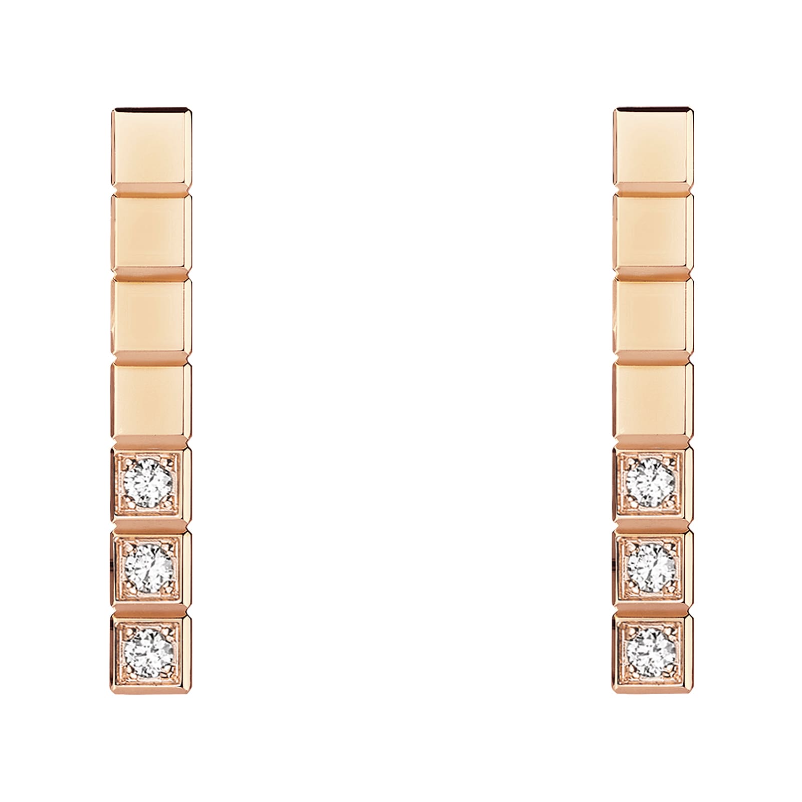 Chopard Ice Cube Pure Earrings, Ethical Rose Gold, Half-Set Diamonds Chopard Ice Cube Pure Earrings, Ethical Rose Gold, Half-Set Diamonds