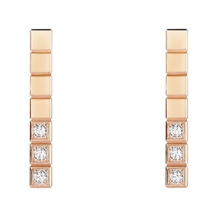 Chopard Ice Cube Pure Earrings, Ethical Rose Gold, Half-Set Diamonds