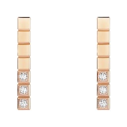12950835 - Ice Cube Pure Earrings, Ethical Rose Gold, Half-Set Diamonds