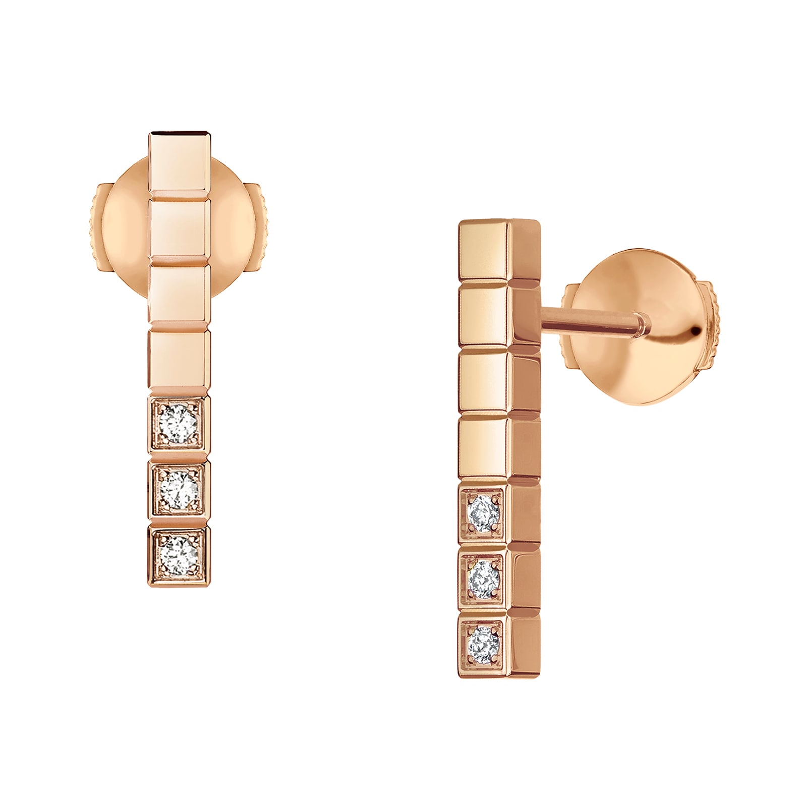 Chopard Ice Cube Pure Earrings, Ethical Rose Gold, Half-Set Diamonds