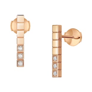 Chopard Ice Cube Pure Earrings, Ethical Rose Gold, Half-Set Diamonds