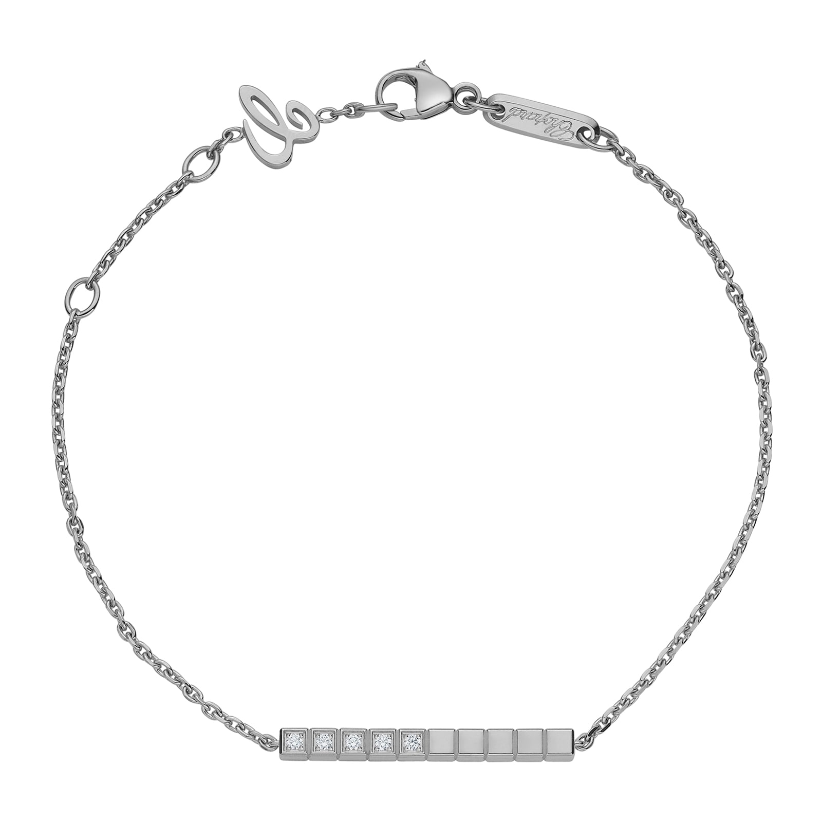 Ice Cube Pure Bracelet, Ethical White Gold, Half-Set Diamonds