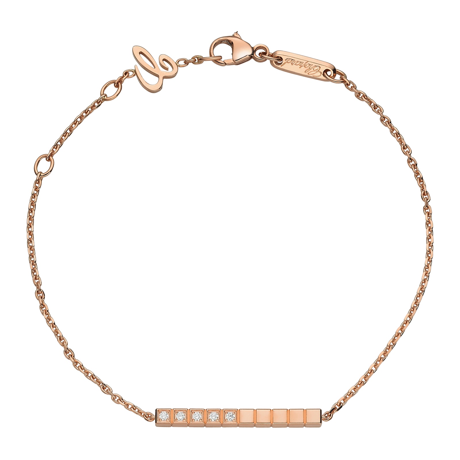 Ice Cube Pure Bracelet, Ethical Rose Gold, Half-Set Diamonds