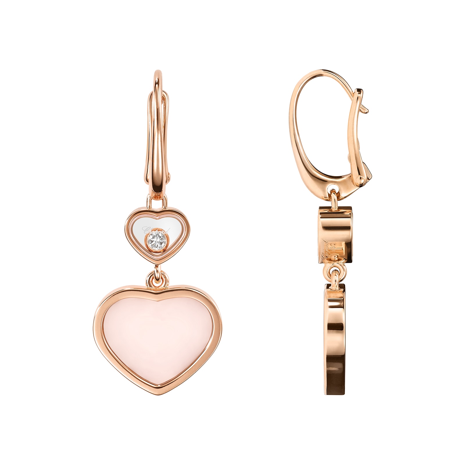 Chopard Happy Hearts Pink Earrings 837482 5620 Mappin and Webb