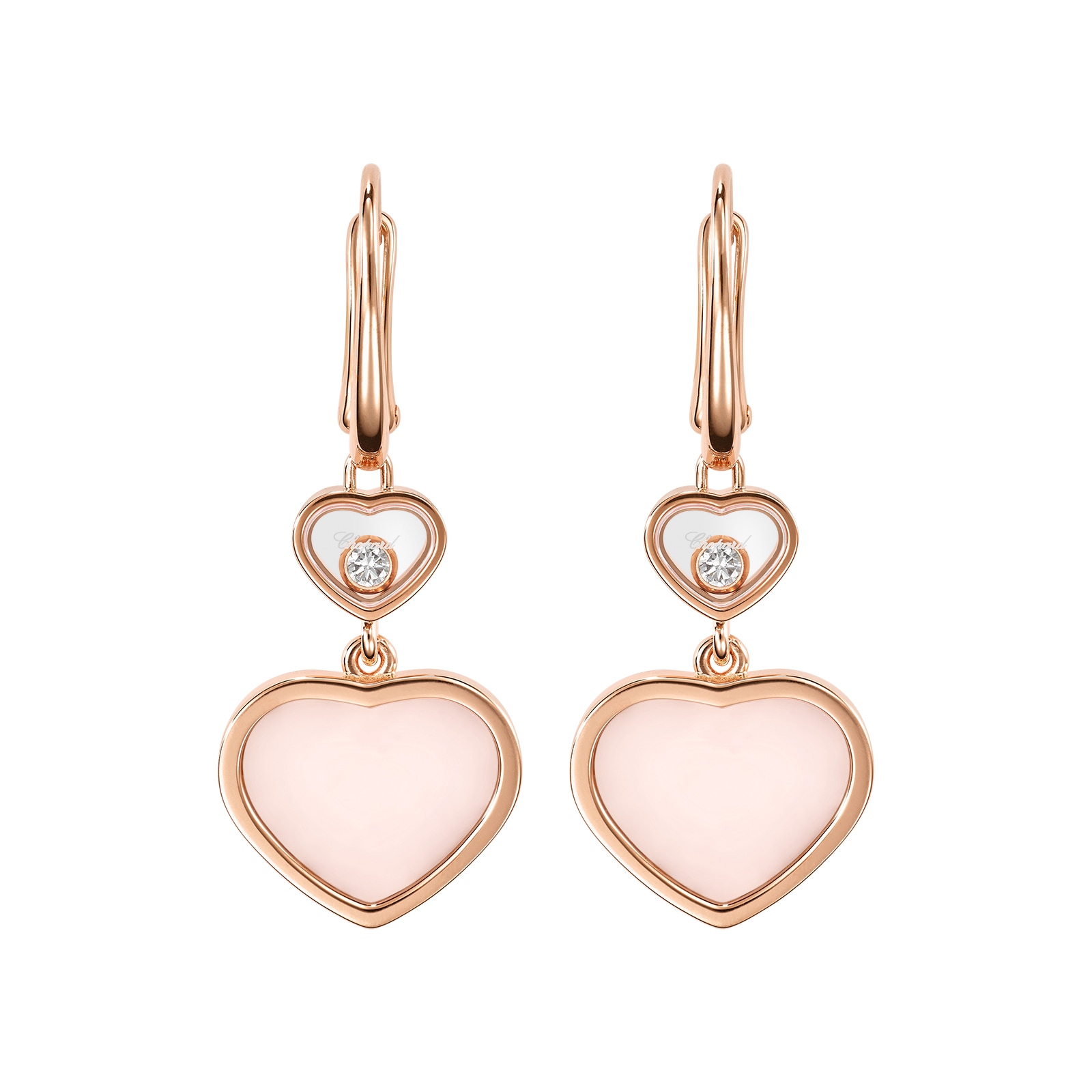 Chopard Happy Hearts Pink Earrings 837482 5620 Mappin and Webb