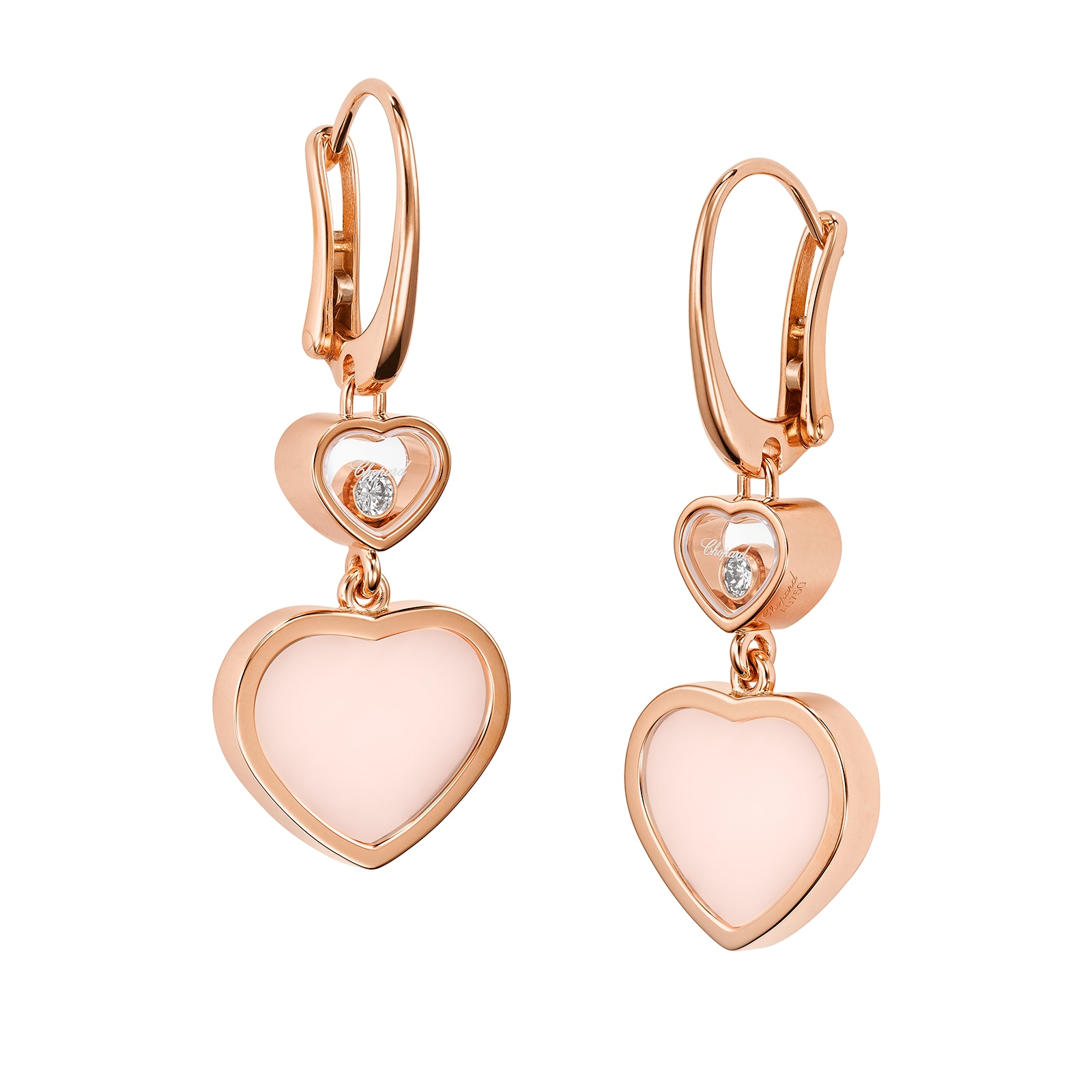 Chopard Happy Hearts Pink Earrings 837482 5620 Mappin and Webb