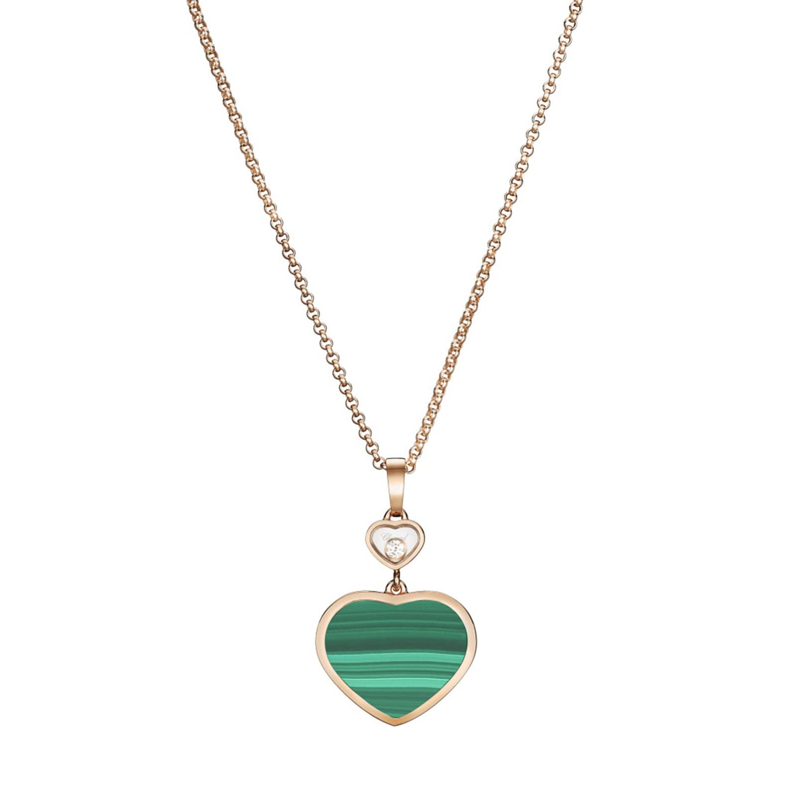 Chopard Happy Hearts Rose Gold Pendant - Green