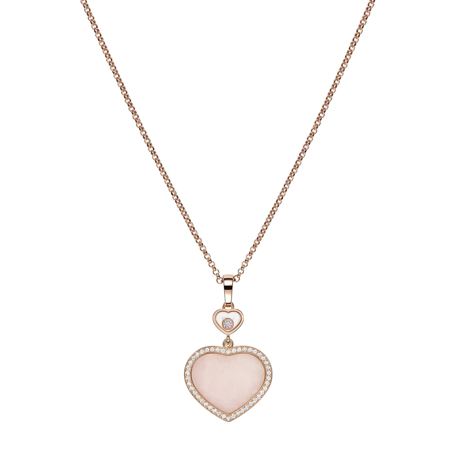 Chopard Happy Hearts Rose Gold Pendant - Pink Diamond