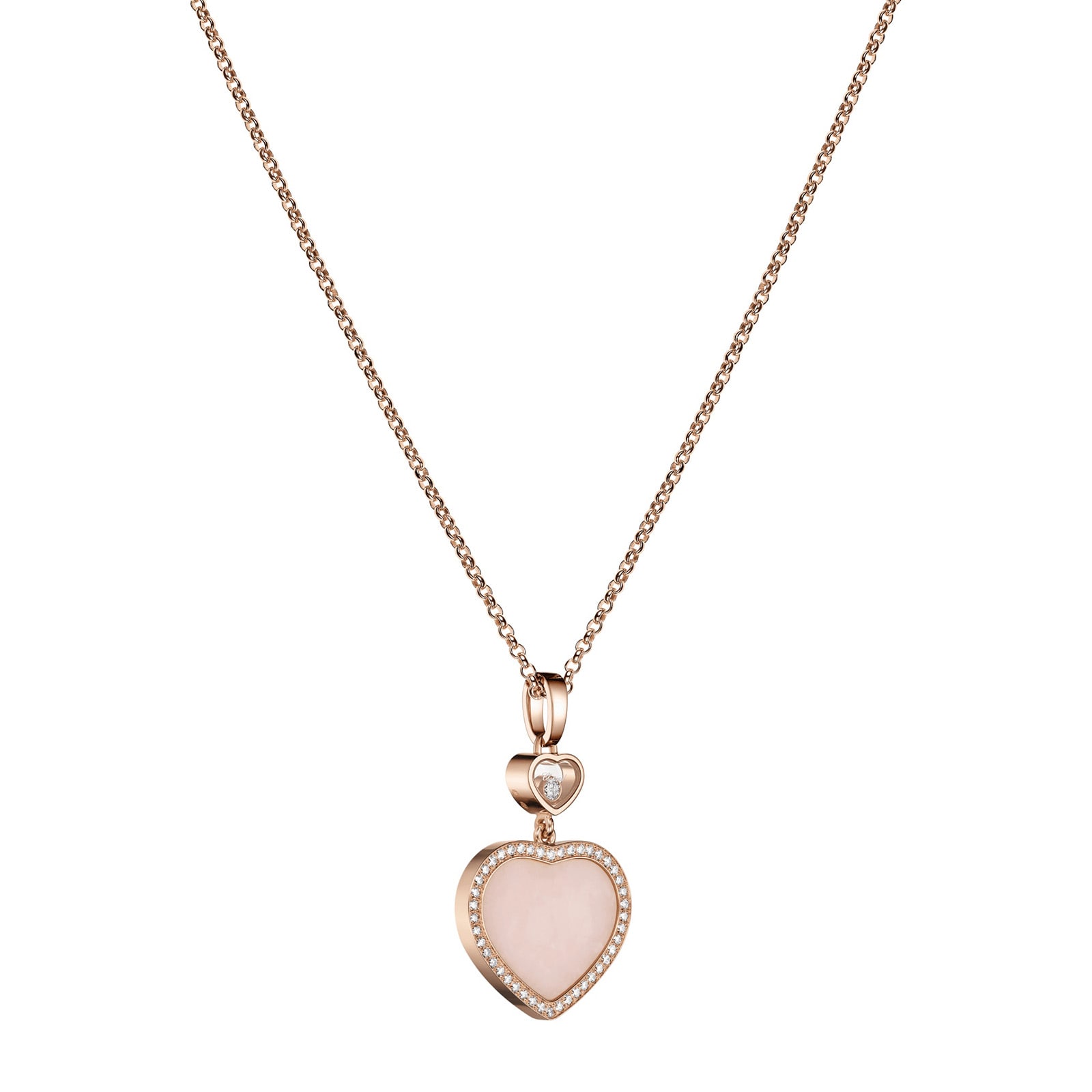 Chopard Happy Hearts Rose Gold Pendant Pink Diamond 79A074 5620