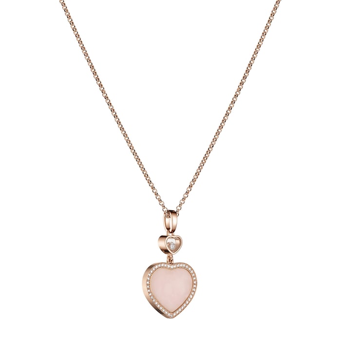 Chopard Happy Hearts Rose Gold Pendant - Pink Diamond