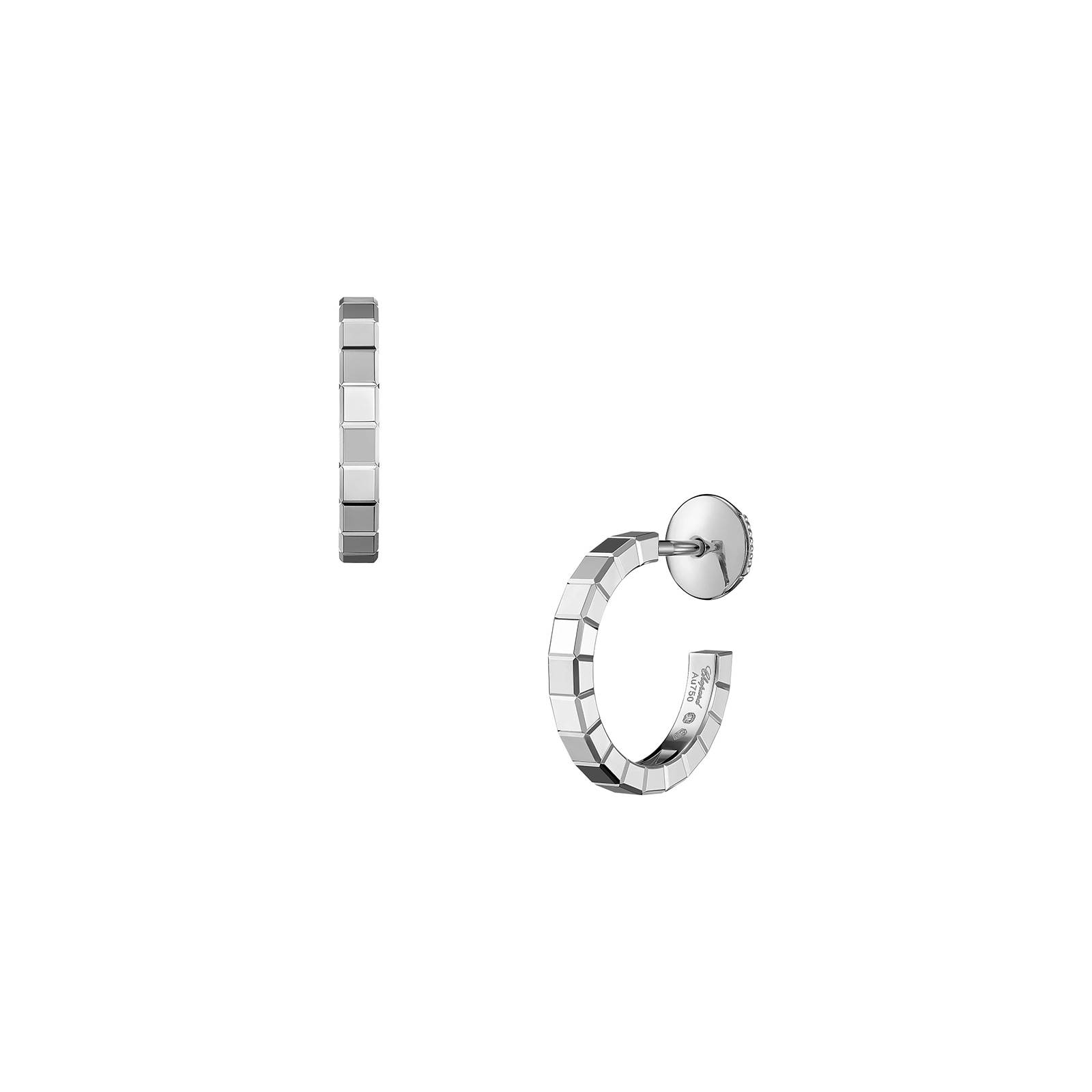 Ice Cube White Gold Hoop Earring