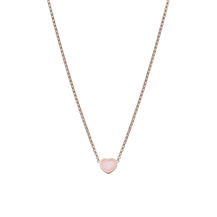 Chopard My Happy Hearts Necklace, Ethical Rose Gold, Pink Opal