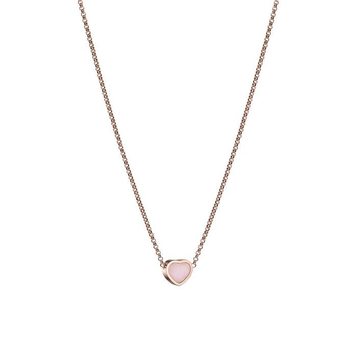 Chopard My Happy Hearts Necklace, Ethical Rose Gold, Pink Opal