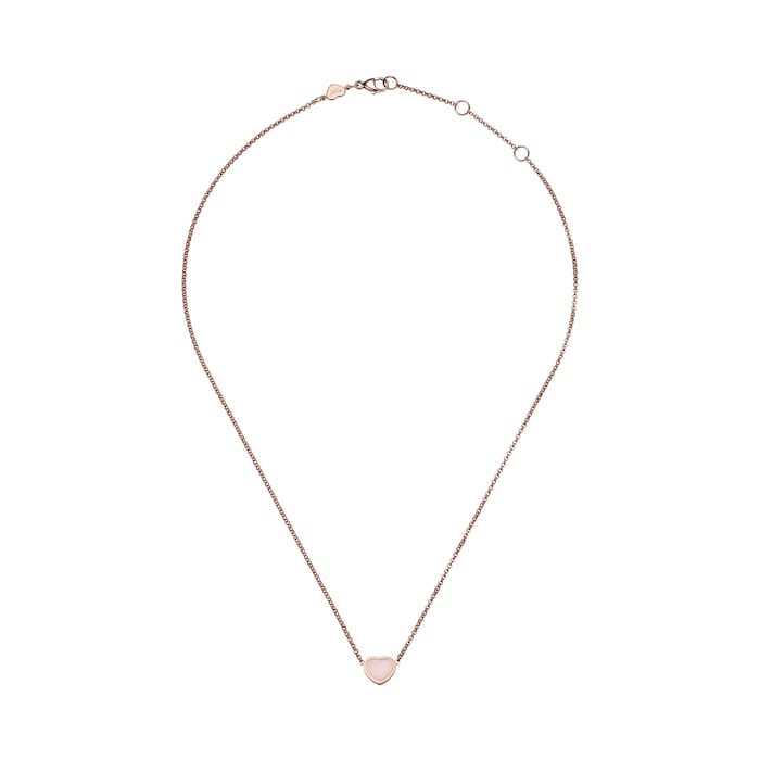 Chopard My Happy Hearts Necklace, Ethical Rose Gold, Pink Opal