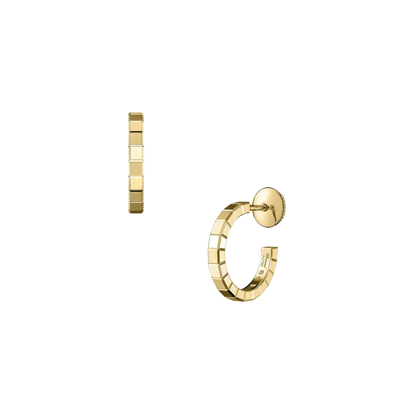 Chopard Ice Cube Yellow Gold Hoop Earring Chopard Ice Cube Yellow Gold Hoop Earring
