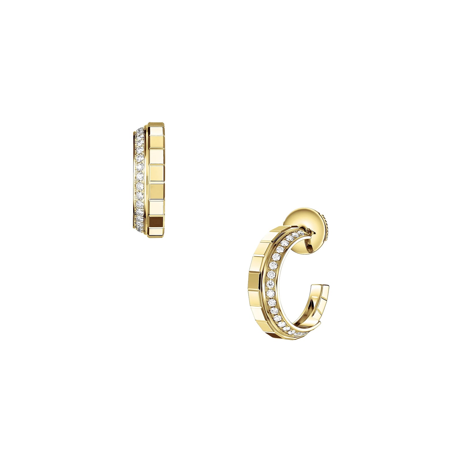 Chopard Ice Cube Yellow Gold & Diamond Hoop Earring