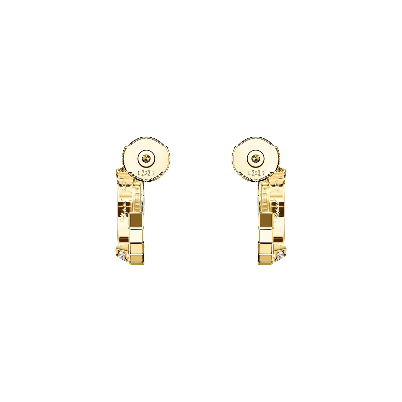 Chopard Ice Cube Yellow Gold & Diamond Hoop Earring Chopard Ice Cube Yellow Gold & Diamond Hoop Earring