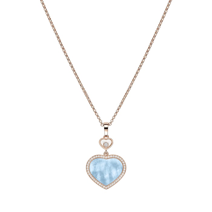 Chopard Happy Hearts Pendant, Ethical Rose Gold, Diamonds, Turquoise Mother Of Pearl