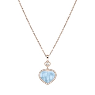 Chopard Happy Hearts Pendant, Ethical Rose Gold, Diamonds, Turquoise Mother Of Pearl