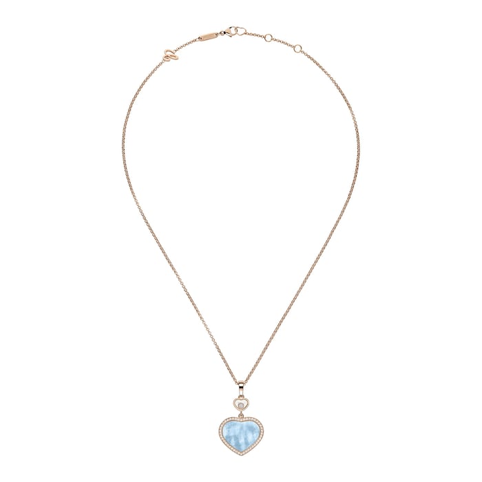 Chopard Happy Hearts Pendant, Ethical Rose Gold, Diamonds, Turquoise Mother Of Pearl