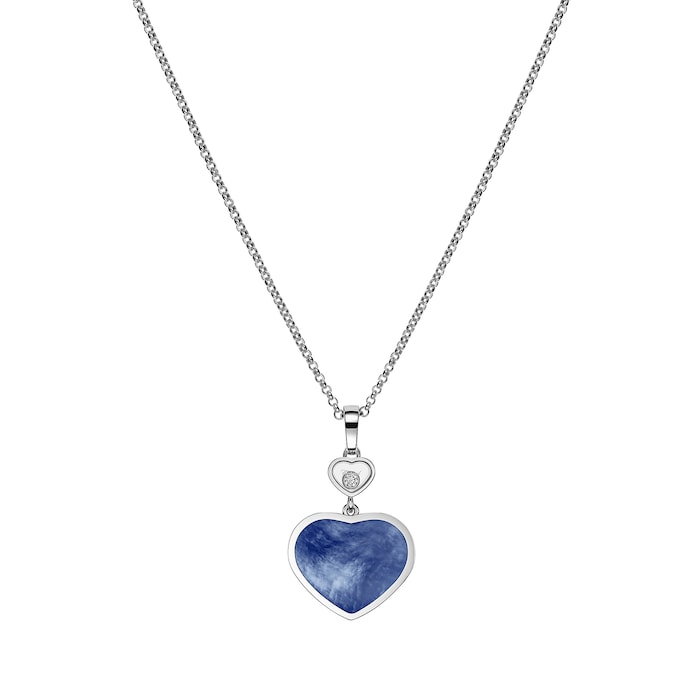 Chopard Happy Hearts Pendant, Ethical White Gold, Diamonds, Blue Mother Of Pearl