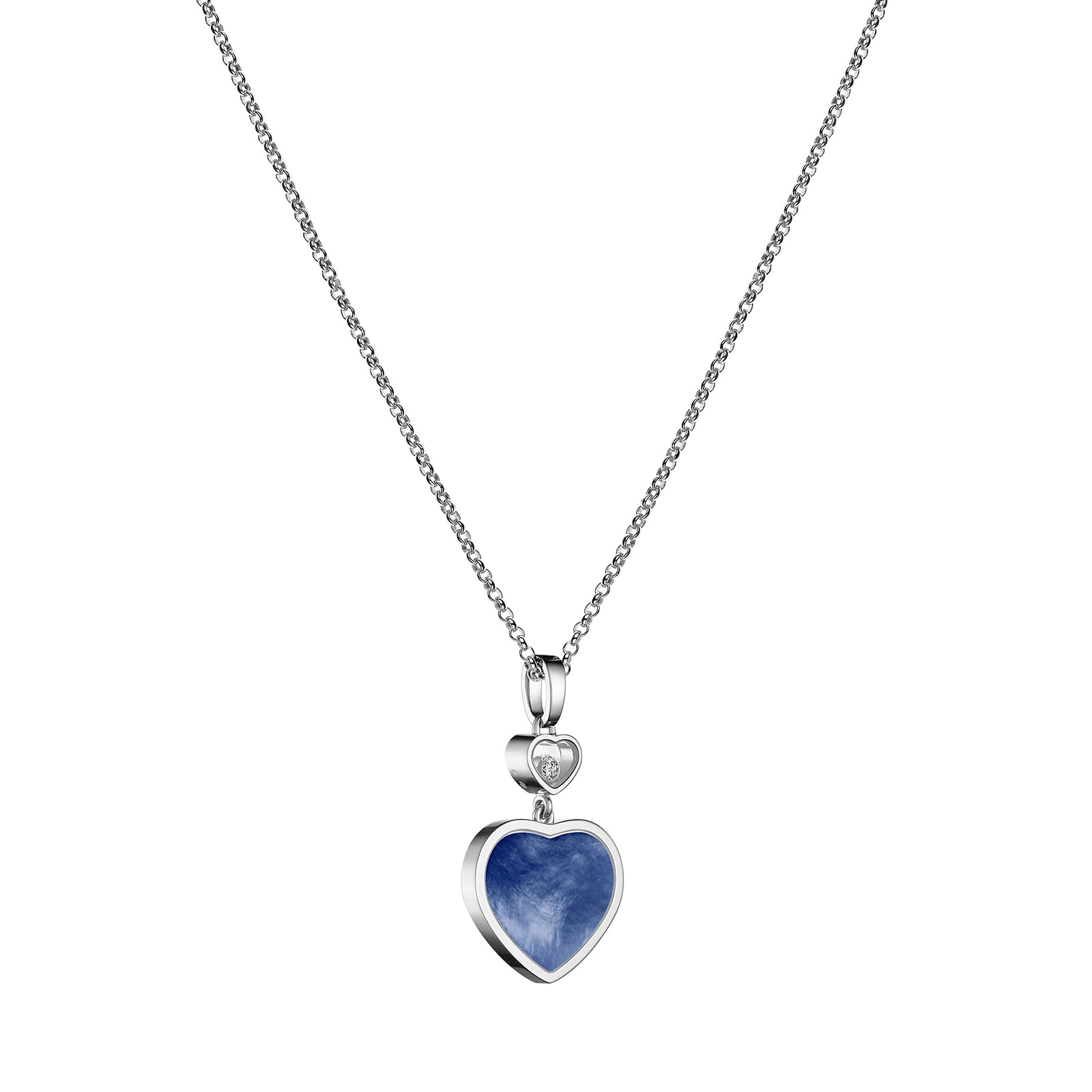 Chopard Happy Hearts Pendant, Ethical White Gold, Diamonds, Blue Mother Of Pearl