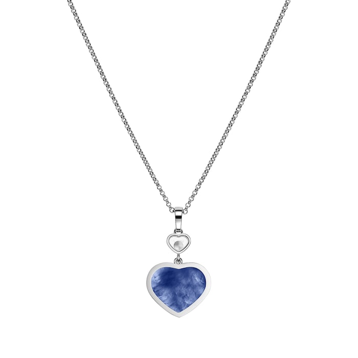 Chopard Happy Hearts Pendant, Ethical White Gold, Diamonds, Blue Mother Of Pearl