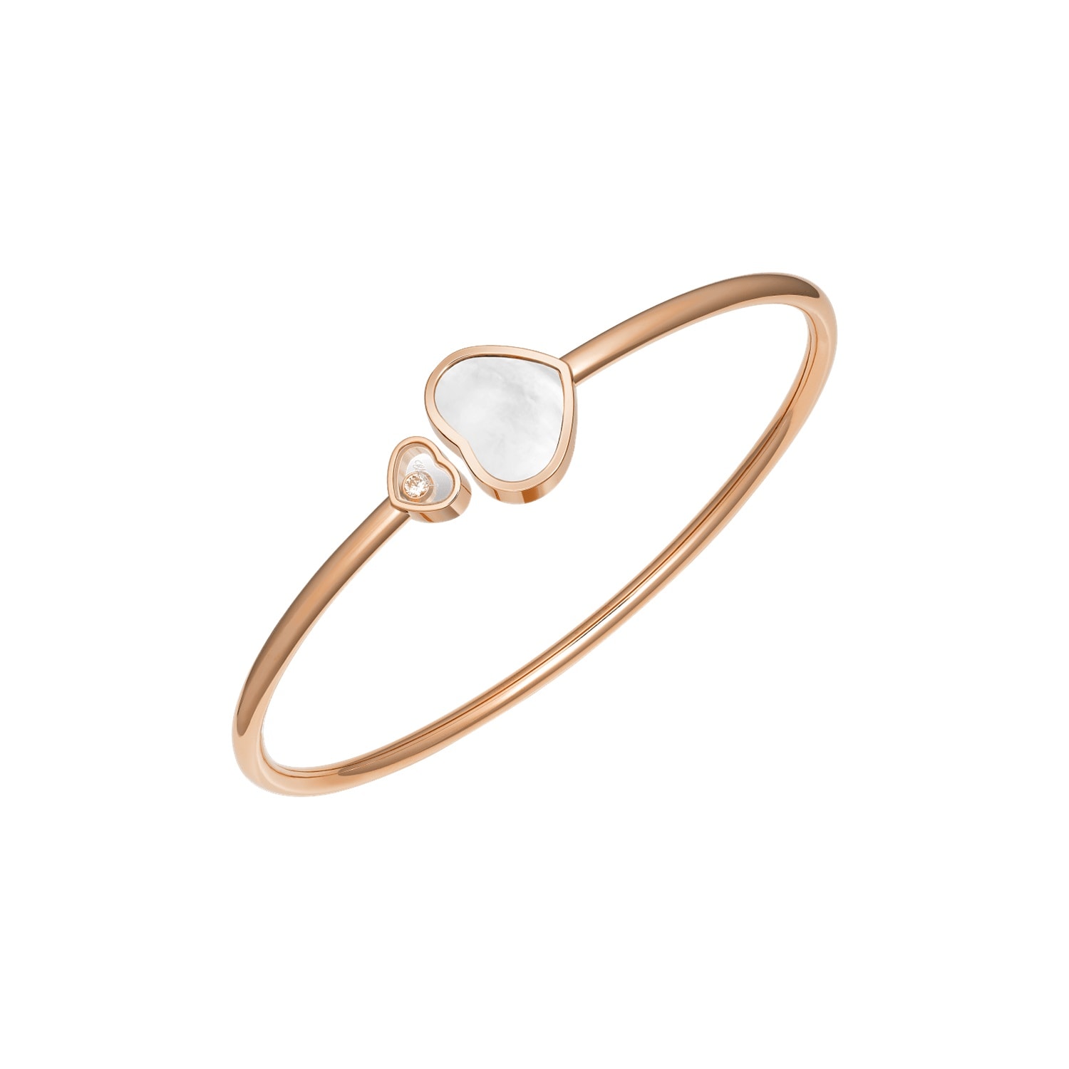 Chopard Happy Hearts Bangle In Ethical 18ct Rose Gold With Diamond And Mother Of Pearl - Size Medium Chopard Happy Hearts Bangle In Ethical 18ct Rose Gold With Diamond And Mother Of Pearl - Size Medium