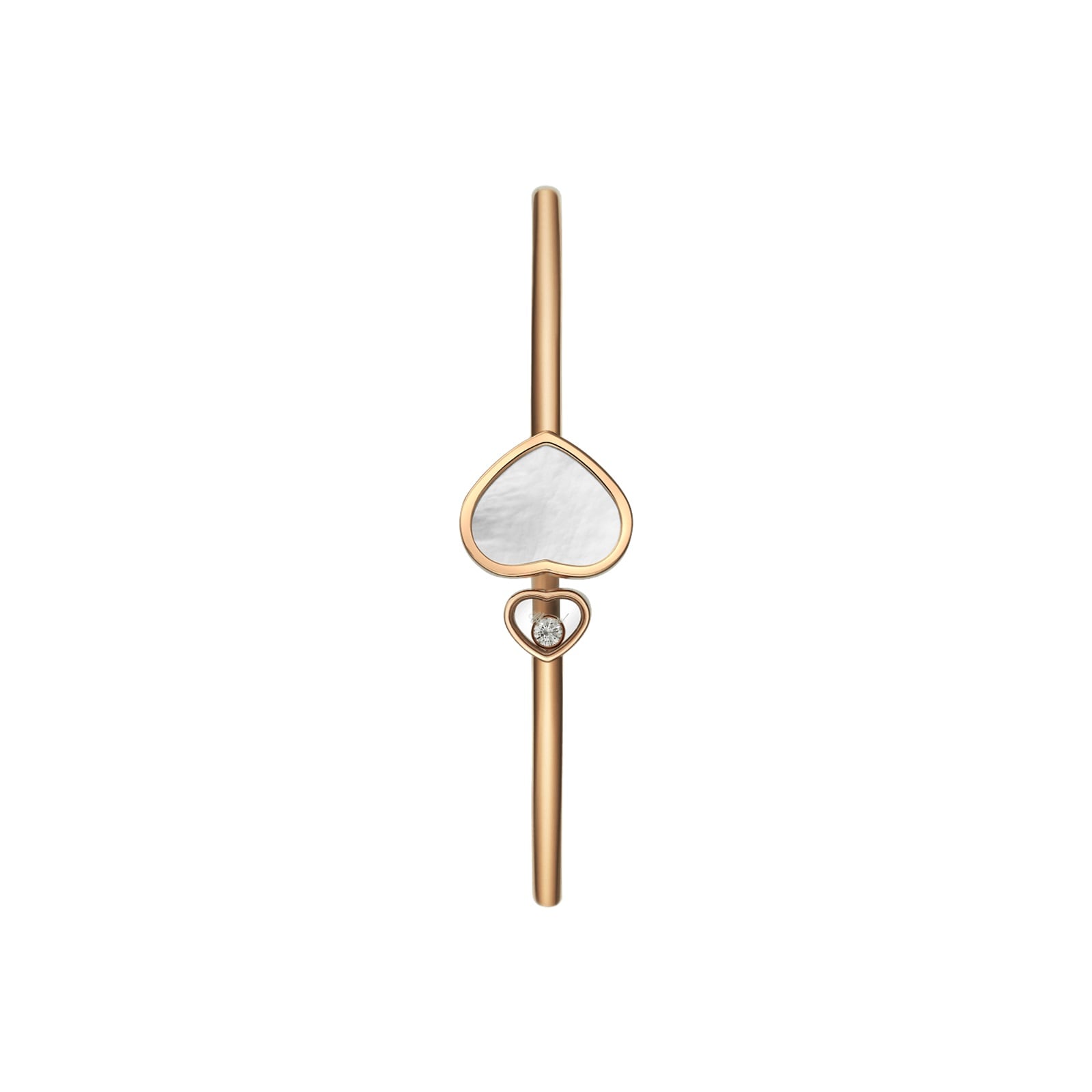 Chopard Happy Hearts Bangle In Ethical 18ct Rose Gold With Diamond And Mother Of Pearl - Size Medium Chopard Happy Hearts Bangle In Ethical 18ct Rose Gold With Diamond And Mother Of Pearl - Size Medium
