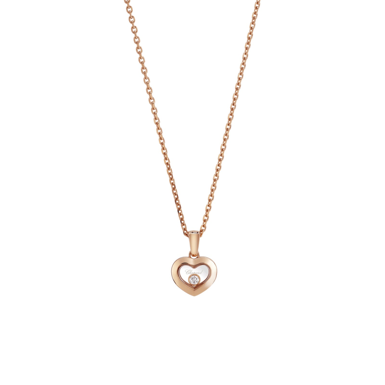 Chopard Happy Hearts Pendant In Ethical 18ct Rose Gold With Diamond Chopard Happy Hearts Pendant In Ethical 18ct Rose Gold With Diamond