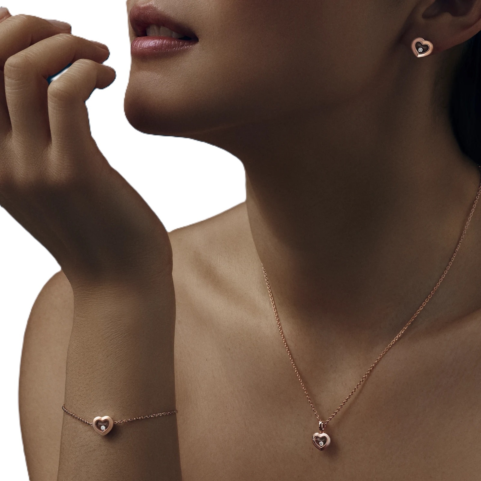 Chopard Happy Hearts Pendant In Ethical 18ct Rose Gold With Diamond Chopard Happy Hearts Pendant In Ethical 18ct Rose Gold With Diamond