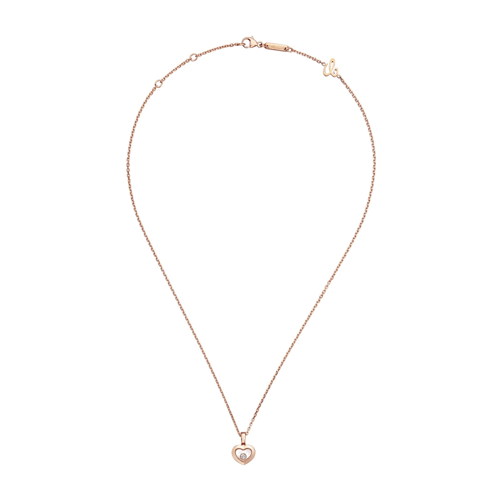 Chopard Happy Hearts Pendant In Ethical 18ct Rose Gold With Diamond Chopard Happy Hearts Pendant In Ethical 18ct Rose Gold With Diamond