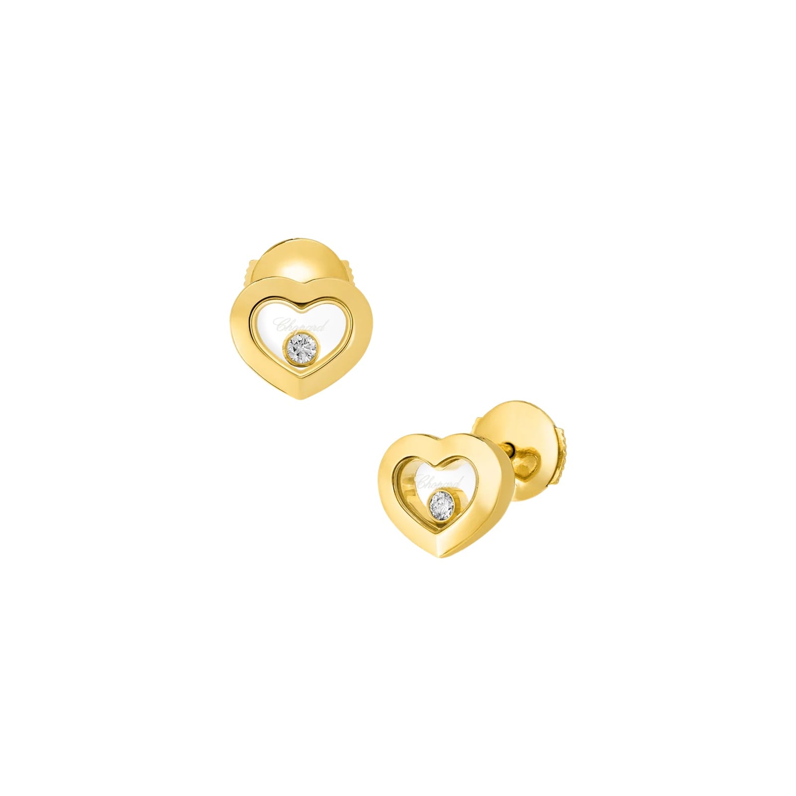 Chopard Happy Hearts Stud Earrings In Ethical 18ct Yellow Gold With Diamonds