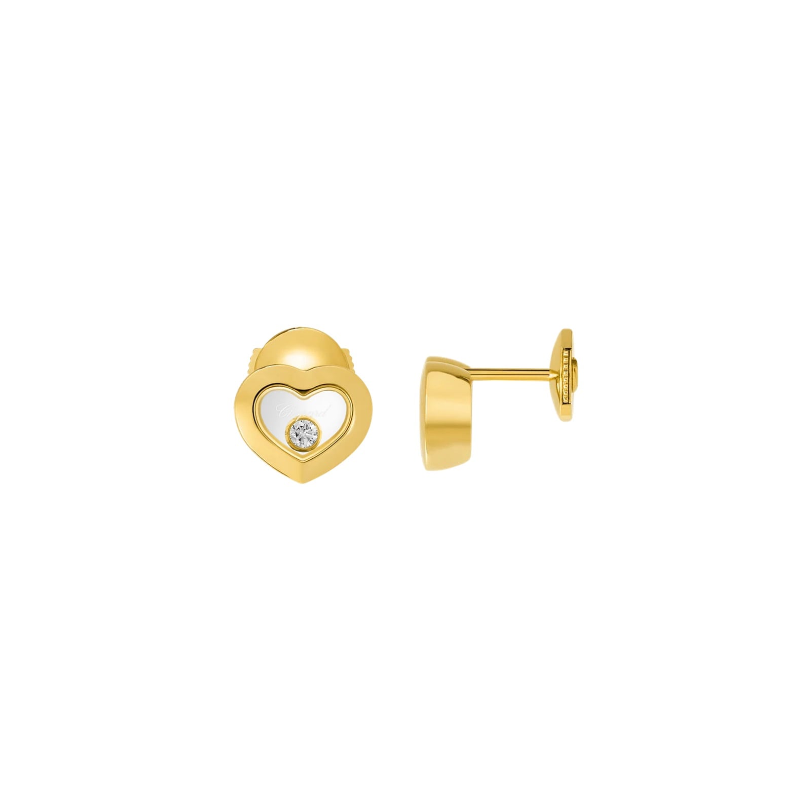 Chopard Happy Hearts Stud Earrings In Ethical 18ct Yellow Gold With Diamonds