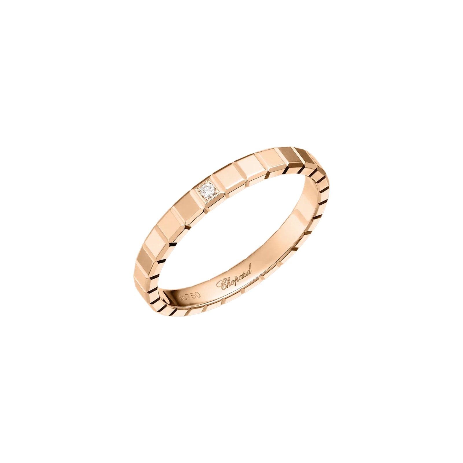 Chopard Ice Cube Ring In Ethical 18ct Rose Gold With Diamond Chopard Ice Cube Ring In Ethical 18ct Rose Gold With Diamond