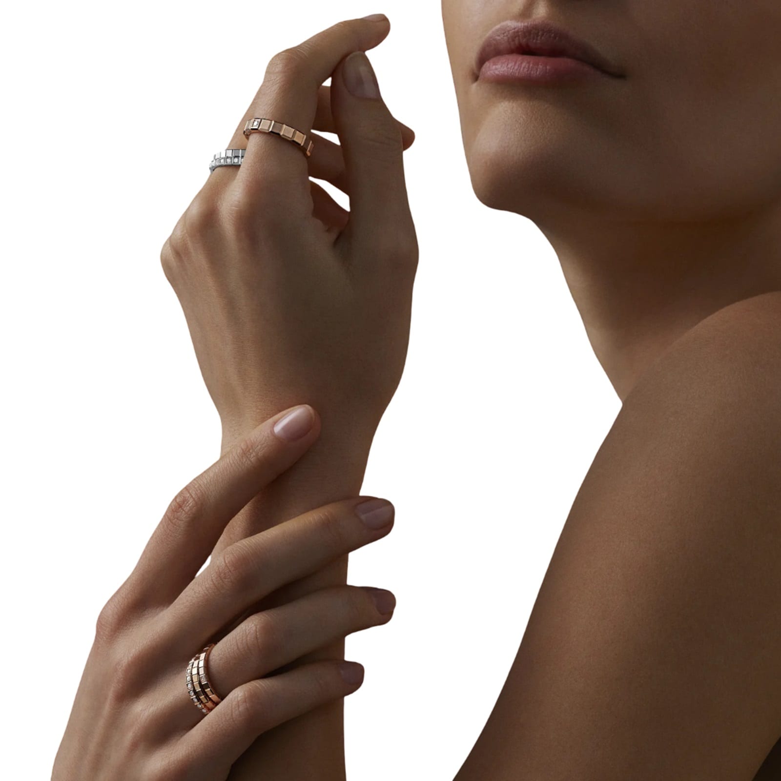 Chopard Ice Cube Ring In Ethical 18ct Rose Gold With Diamond Chopard Ice Cube Ring In Ethical 18ct Rose Gold With Diamond