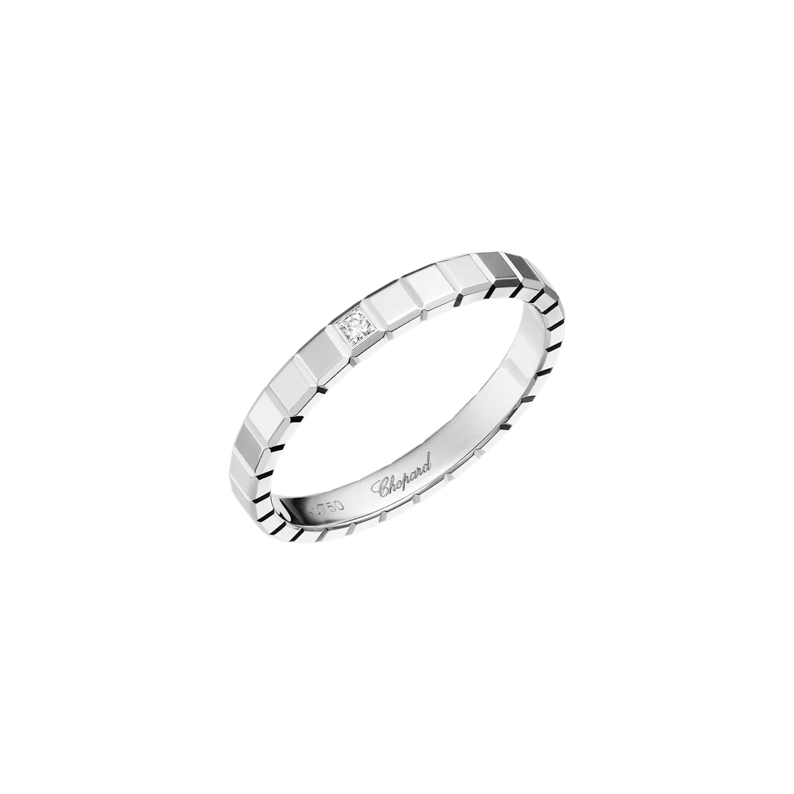 Chopard Ice Cube Ring In Ethical 18ct White Gold With Diamond Chopard Ice Cube Ring In Ethical 18ct White Gold With Diamond