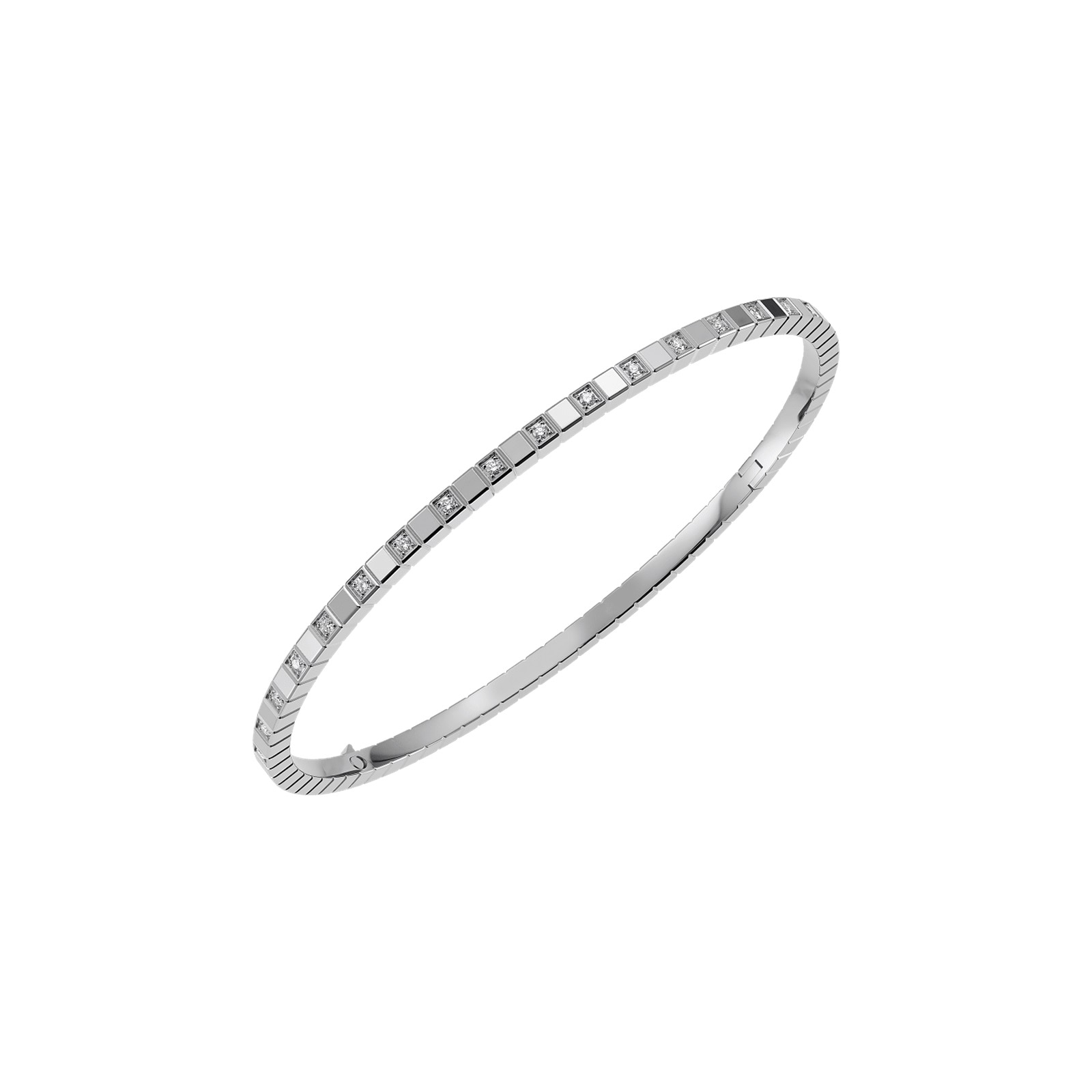 Chopard Ice Cube Bangle In Ethical 18ct White Gold With Half Set Diamonds Chopard Ice Cube Bangle In Ethical 18ct White Gold With Half Set Diamonds