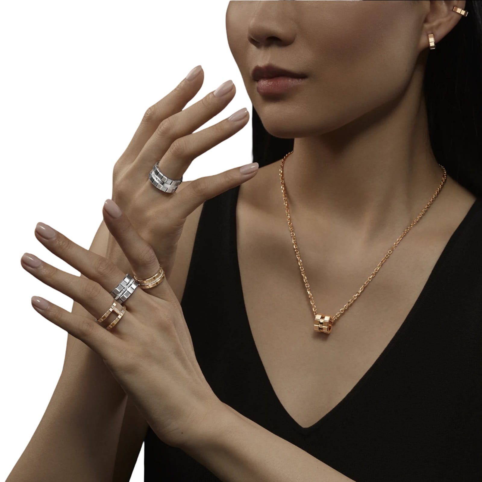 Chopard Ice Cube Ring In Ethical 18ct Rose Gold With Diamond