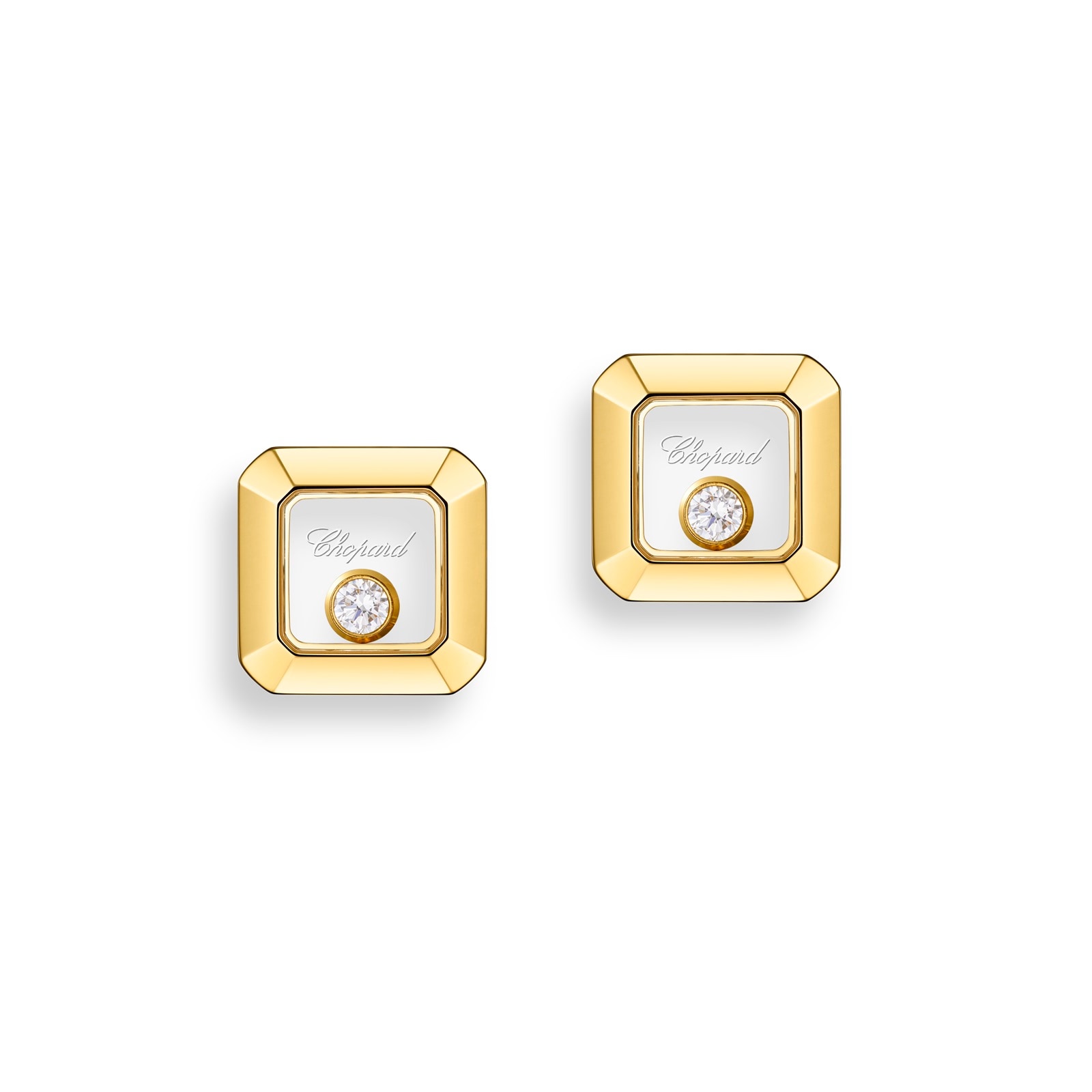 Chopard Happy Diamonds Stud Earrings In Ethical 18ct Yellow Gold With Diamonds