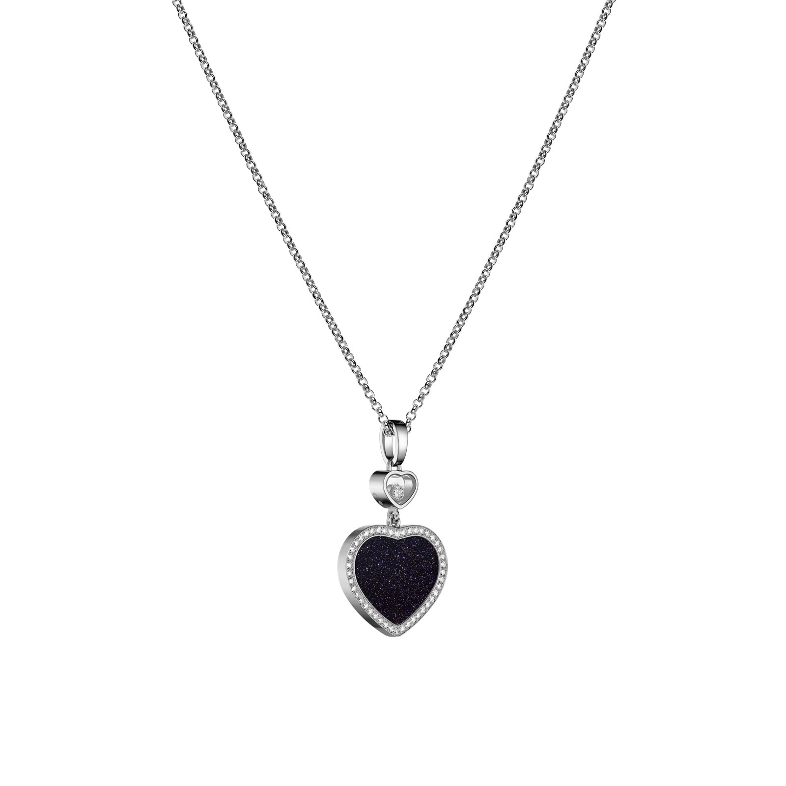 Chopard Happy Hearts Pendant In Ethical 18ct White Gold With Blue Aventurine and Diamonds