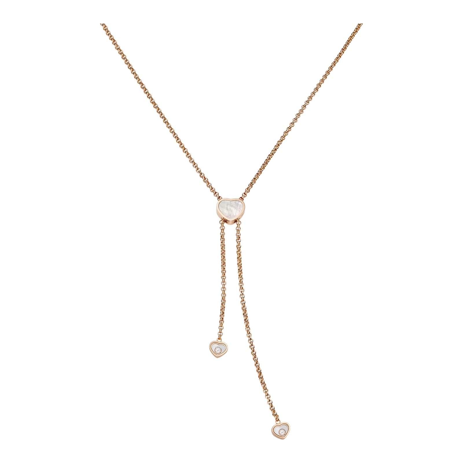 Chopard Happy Hearts Necklace In Ethical 18ct Rose Gold With Diamonds Chopard Happy Hearts Necklace In Ethical 18ct Rose Gold With Diamonds